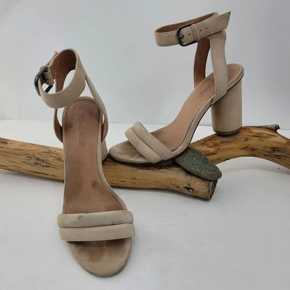 Madewell Rosalie tan suede heels